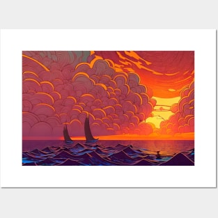 Sailing At Sunset Posters and Art